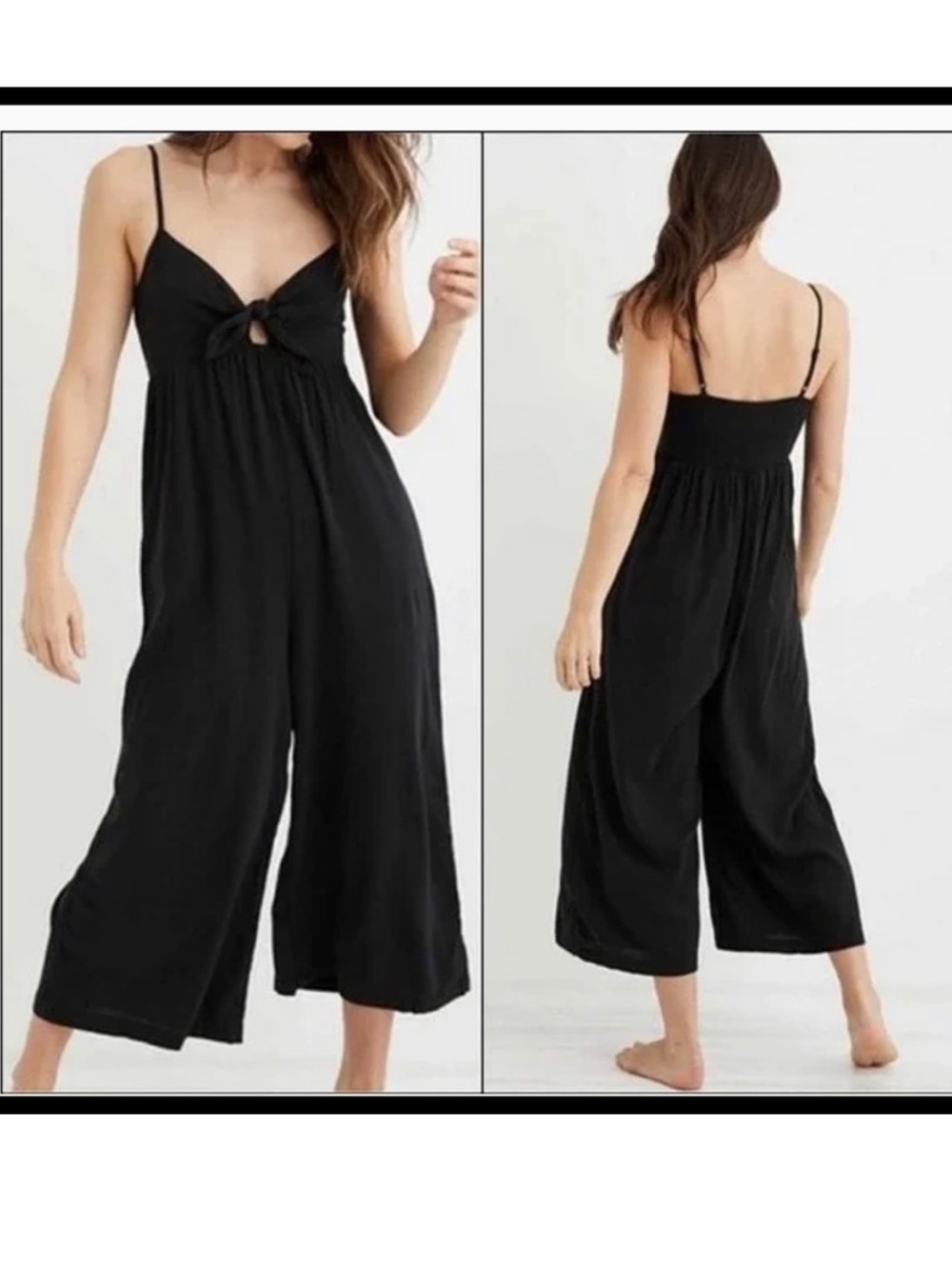 Aerie Front Tie Cropped Wide Leg Jumpsuit | Size XXS